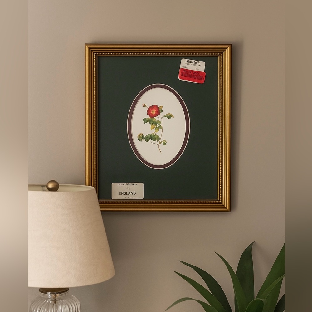 Small Botanical Framed Picture Classic Decor 10.5X8.5 Antique Gold Frame Antique